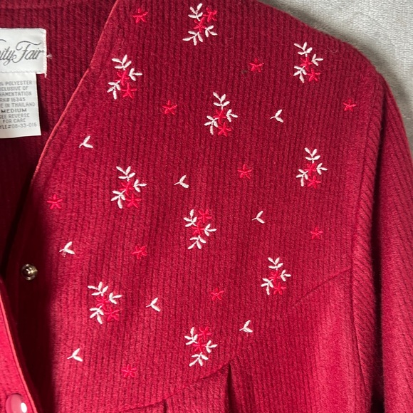 Red Embroidered Button-Up Dress - Picture 6 of 7